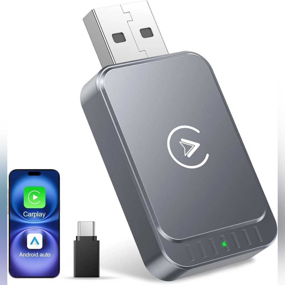 Wireless CarPlay & Android Auto Adapter 2-in-1, Converts Wired to Wireless
